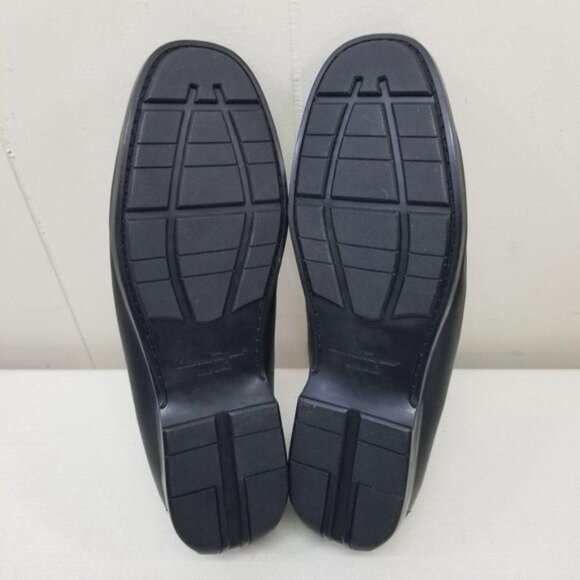 Salvatore Ferragamo 41 Black Leather Loafers Florence Italy Drivers Gancini Orna - Picture 3 of 10